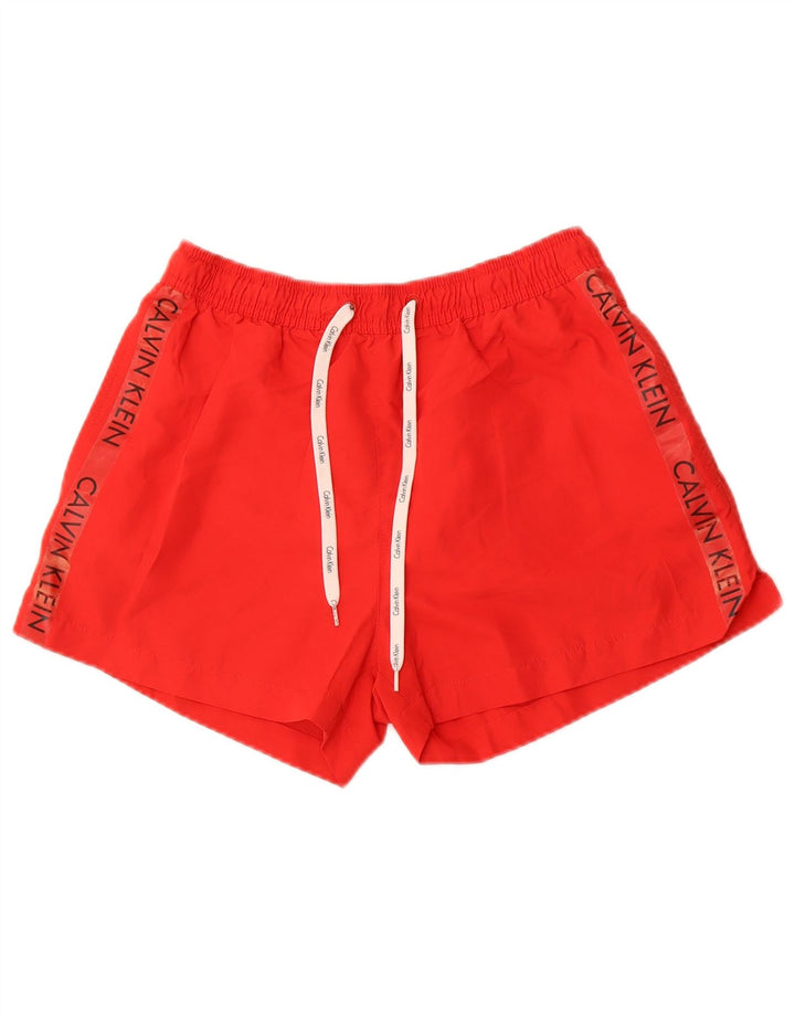 Calvin Klein Mens Graphic Swimming Shorts Small  Red Polyester