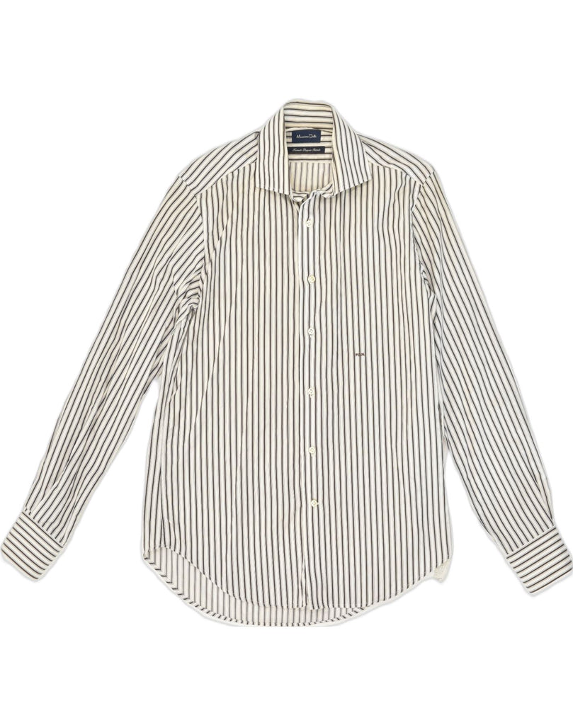 MASSIMO DUTTI Mens Shirt Size 39 15 1/2 Medium White Striped Cotton | Vintage Massimo Dutti | Thrift | Second-Hand Massimo Dutti | Used Clothing | Messina Hembry 