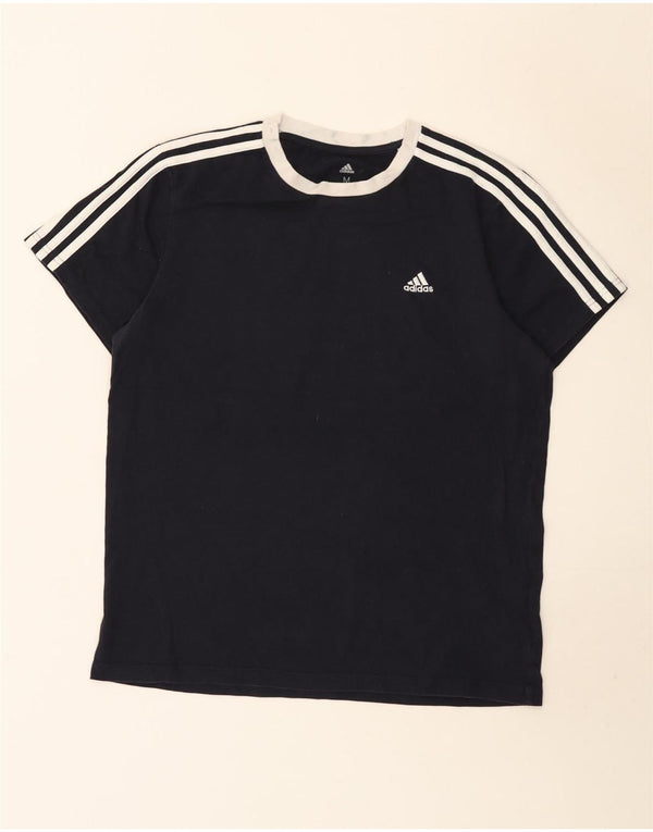 Adidas Womens T-Shirt Top UK 12/14 Medium Navy Blue Cotton