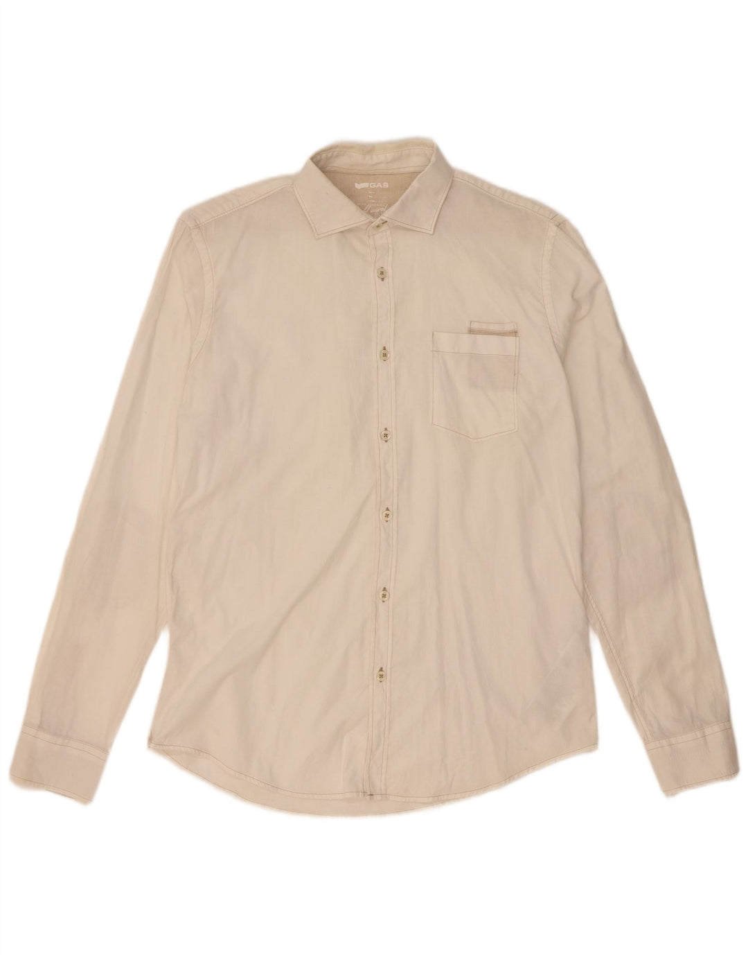 Gas Mens Shirt Large Off White Linen