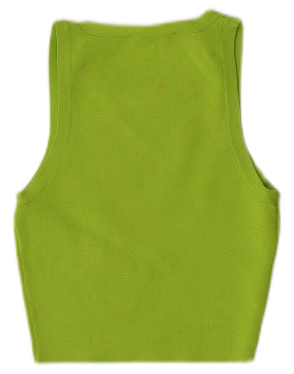 Zara Womens Crop Vest Top UK 4 XS Green Viscose