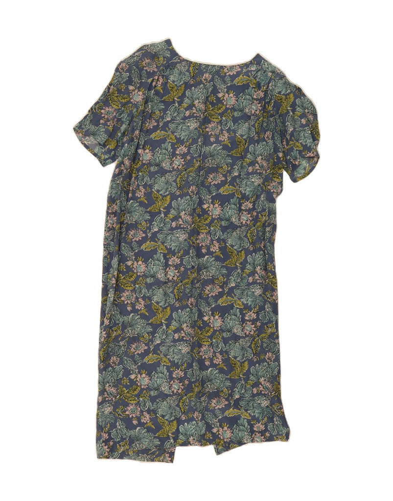 CAROL Womens Shift Dress EU 44 Large Navy Blue Floral Silk Vintage Carol and Second-Hand Carol from Messina Hembry 