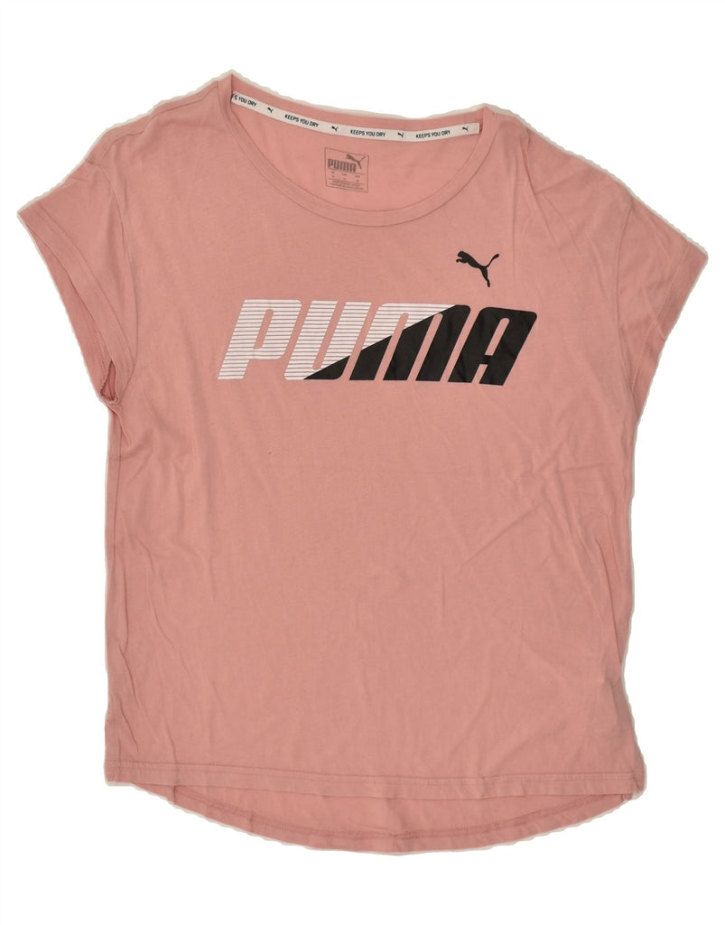 PUMA Womens Graphic T-Shirt Top UK 12 Medium Pink Cotton | Vintage Puma | Thrift | Second-Hand Puma | Used Clothing | Messina Hembry 