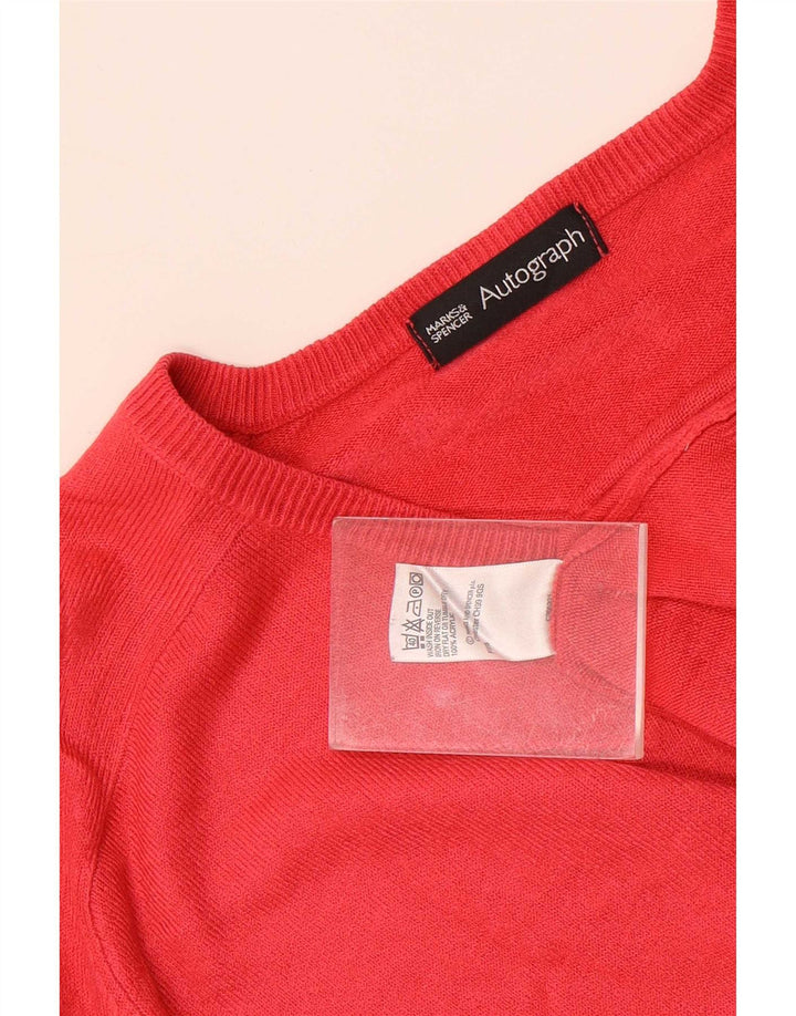 Marks & Spencer Mens Autograph V-Neck Jumper Sweater Large Red Acrylic