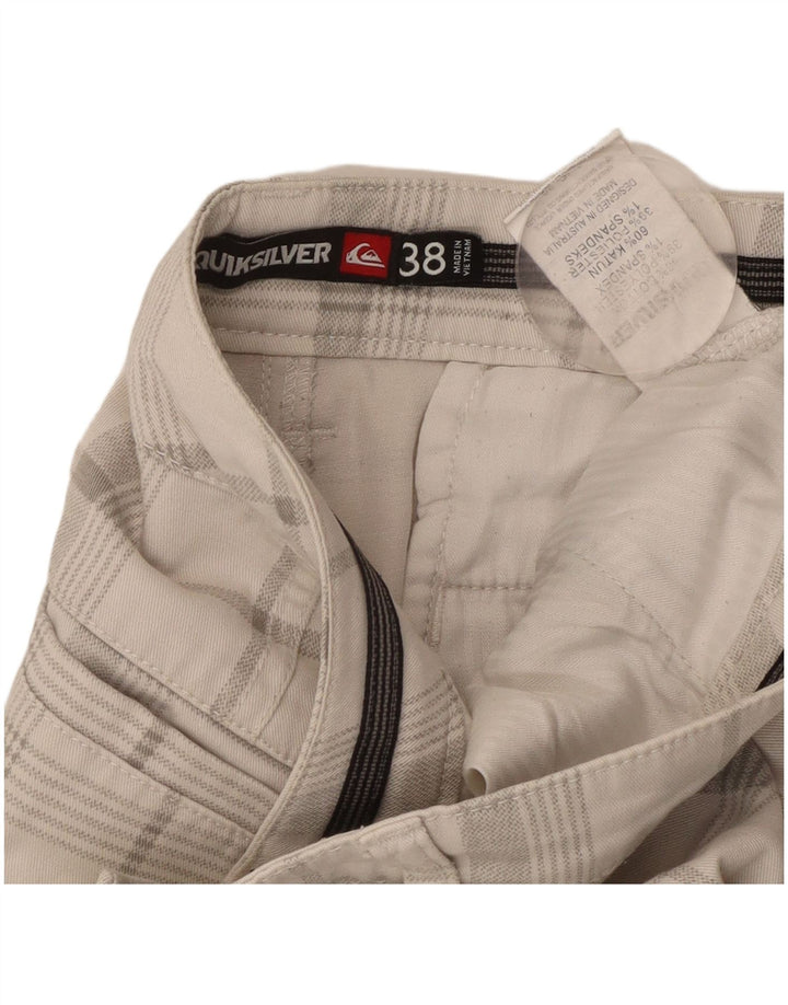 QUIKSILVER Mens Chino Shorts W38 XL  White Check Cotton