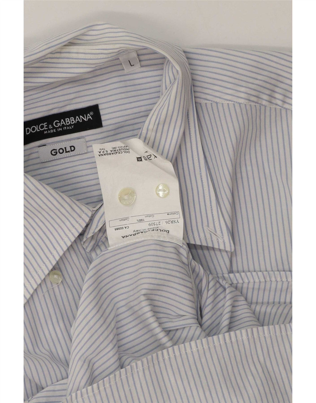 Dolce & Gabbana Mens Shirt Large Blue Pinstripe Cotton