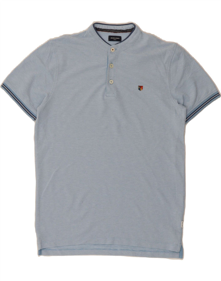 JACK & JONES Mens Premium Polo Shirt Medium Blue Cotton Vintage Jack & Jones and Second-Hand Jack & Jones from Messina Hembry 