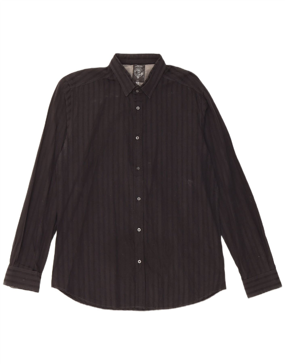 Diesel Mens Shirt Large Black Striped Cotton