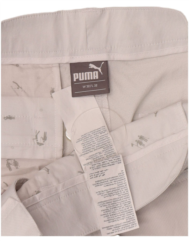 Puma Mens Straight Casual Trousers W32 L32 White Polyester