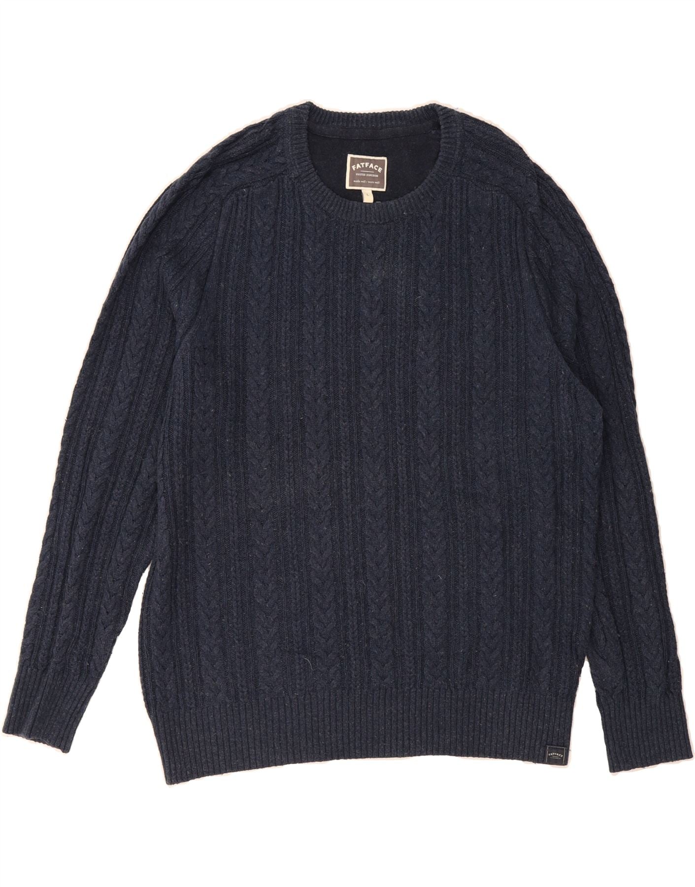 FAT FACE Mens Crew Neck Jumper Sweater Large Navy Blue Cotton