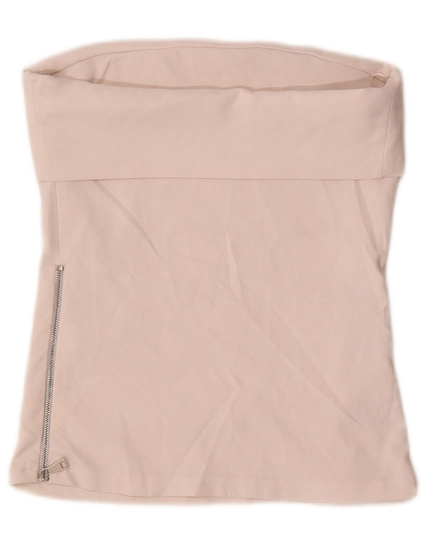 Zara Womens Crop Strapless Top UK 12 Medium Beige Polyester
