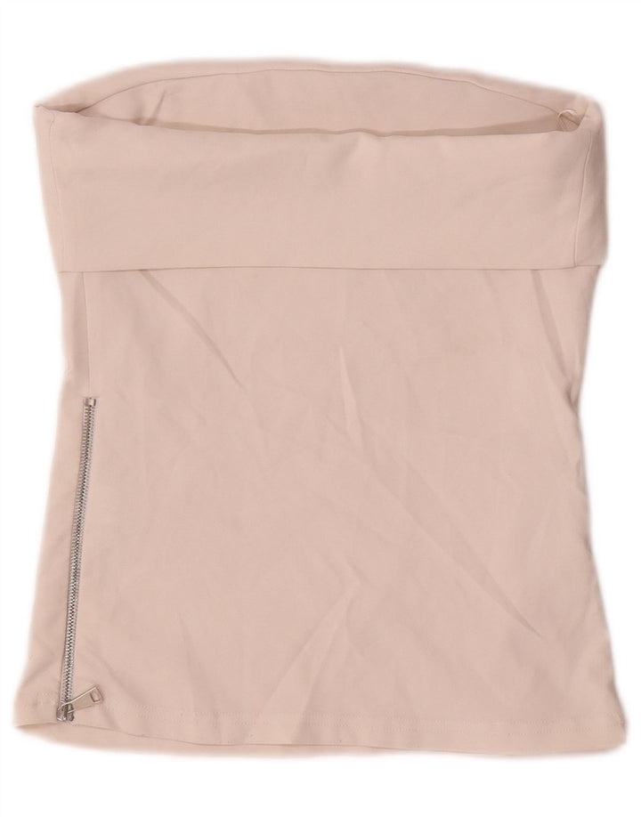 Zara Womens Crop Strapless Top UK 12 Medium Beige Polyester