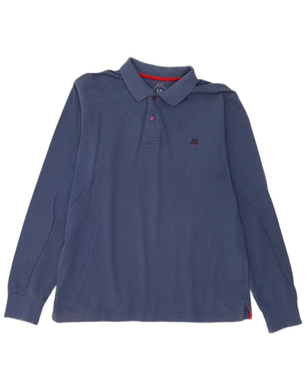 Harmont & Blaine Mens Long Sleeve Polo Shirt Large Blue Cotton