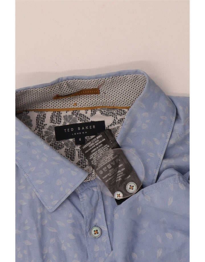 Ted Baker Mens Shirt Size 4 Large Blue Floral Cotton