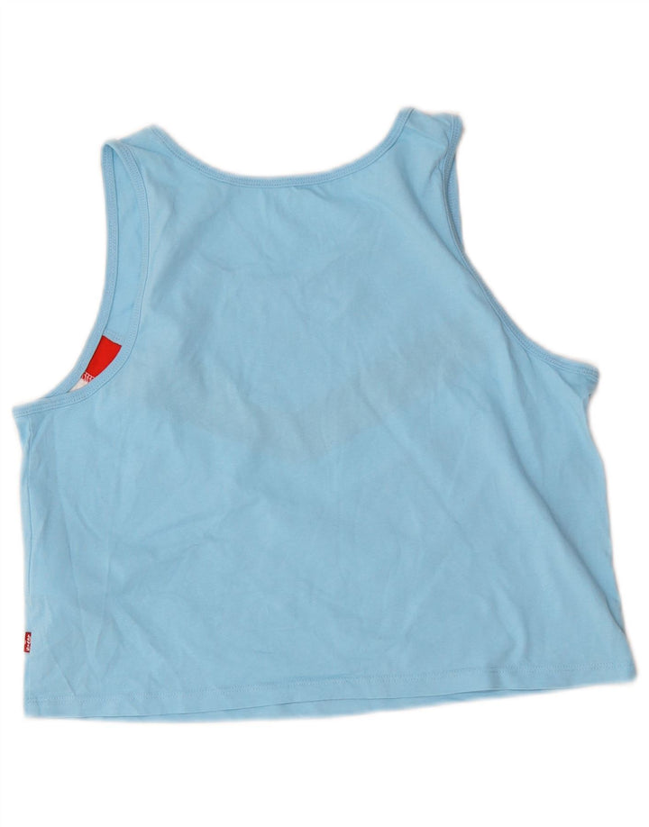Levi's Womens Crop Vest Top UK 10 Small Blue Colourblock Cotton