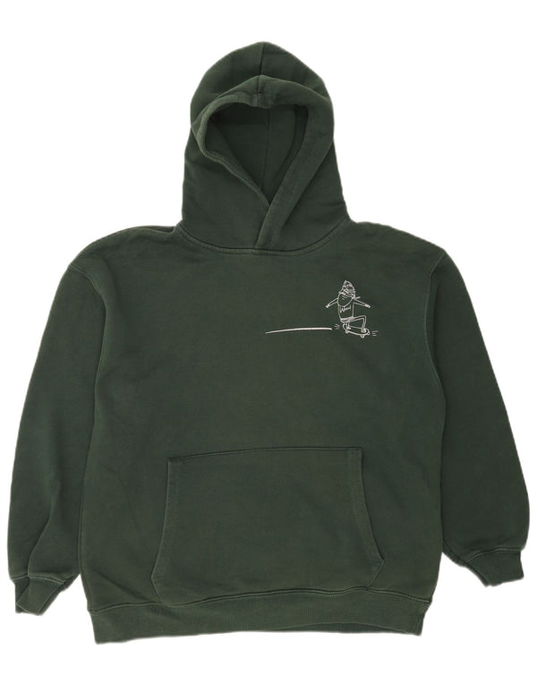 Zara Boys Graphic Hoodie Jumper 13-14 Years Green Cotton