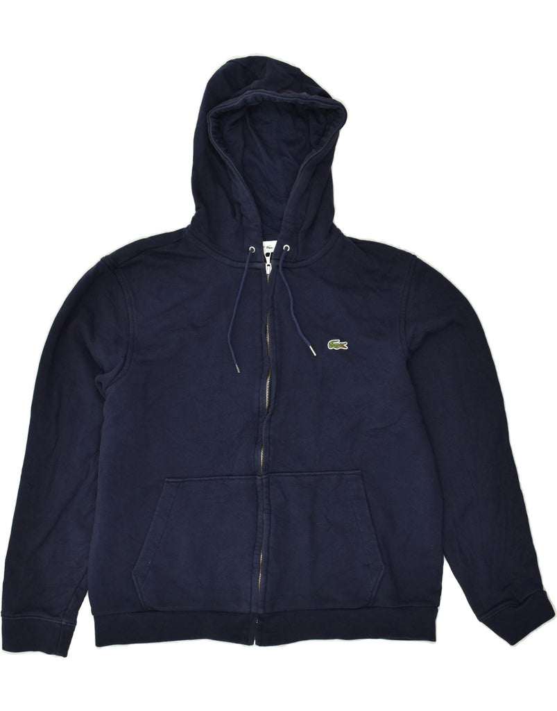 LACOSTE Mens Graphic Zip Hoodie Sweater Size 6 XL Navy Blue Cotton | Vintage Lacoste | Thrift | Second-Hand Lacoste | Used Clothing | Messina Hembry 