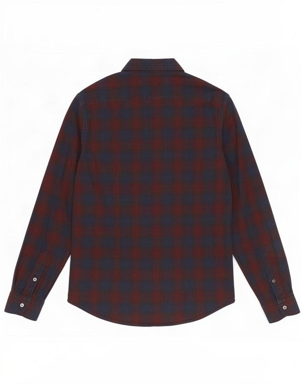Jeckerson Mens Shirt Small Navy Blue Check Cotton