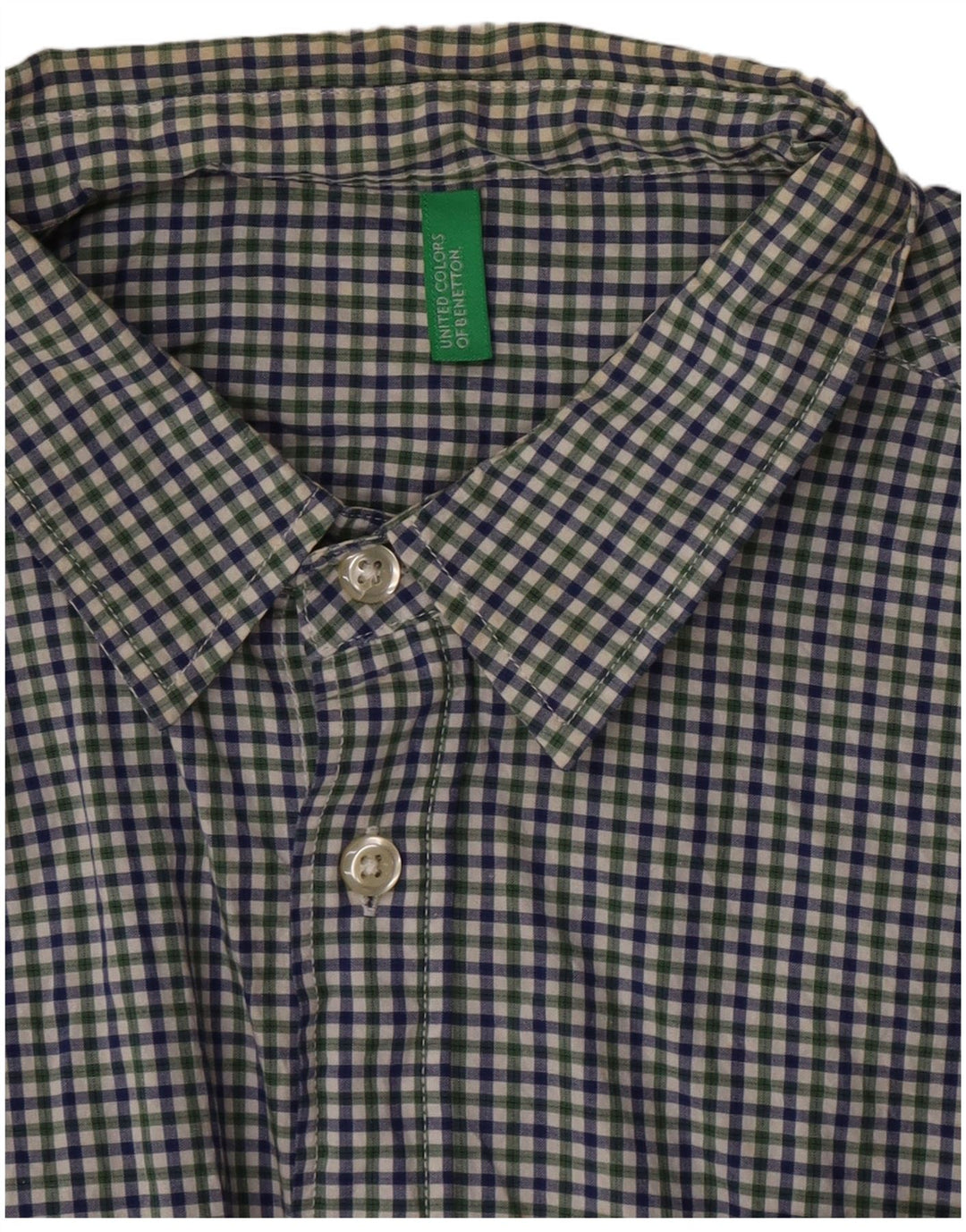 Benetton Mens Short Sleeve Shirt Medium Multicoloured Gingham