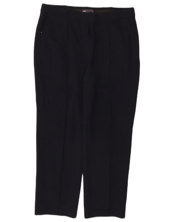 Marks & Spencer Womens Cropped Trousers UK 14 Large W34 L25 Navy Blue