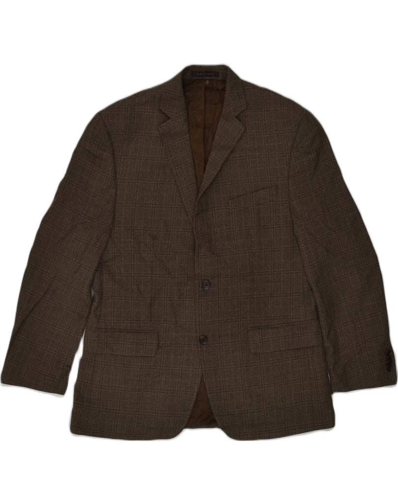 MICHAEL KORS Mens 2 Button Blazer Jacket UK 40 Large Brown Check Polyester | Vintage Michael Kors | Thrift | Second-Hand Michael Kors | Used Clothing | Messina Hembry 