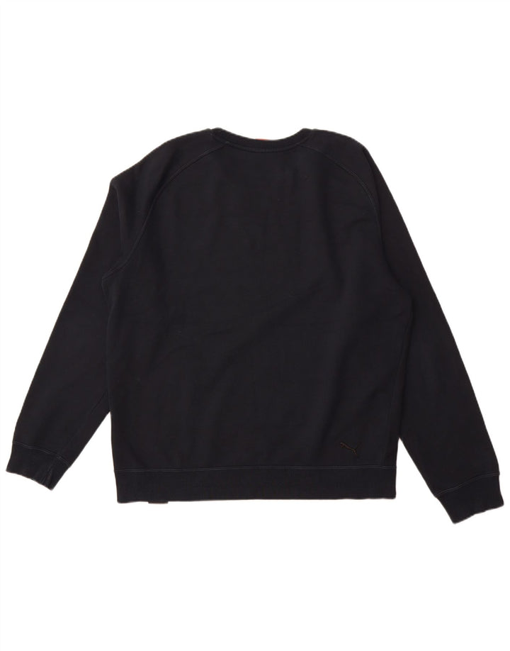 PUMA Mens Graphic Sweatshirt Jumper Large Navy Blue Cotton