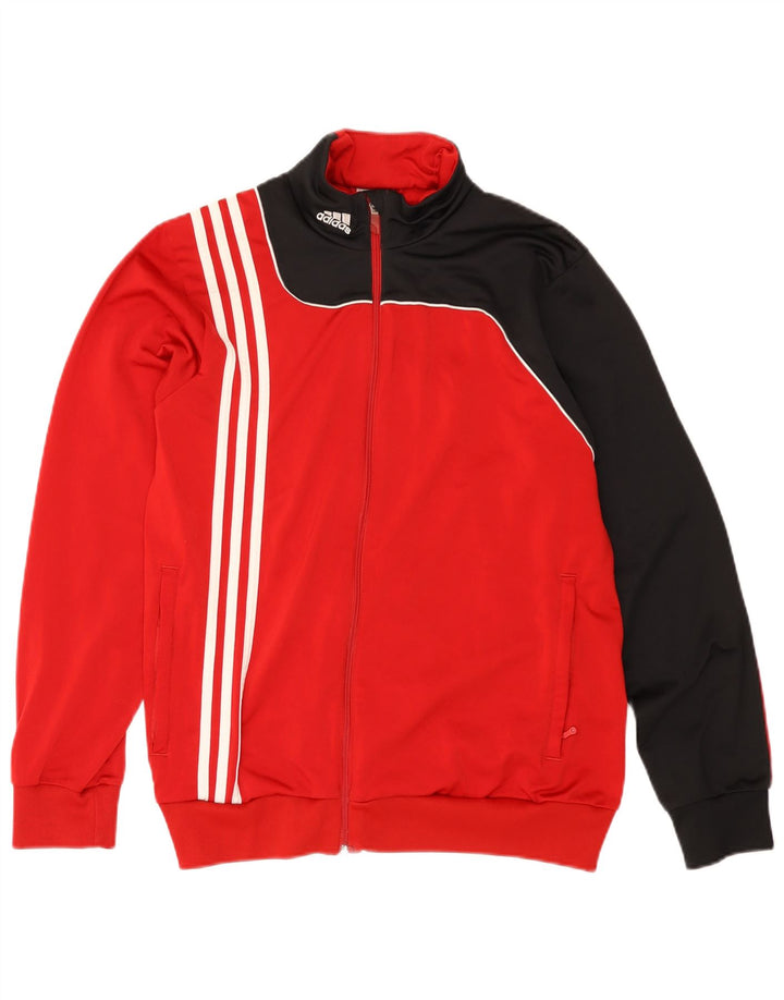 ADIDAS Mens Tracksuit Top Jacket UK 38/40 Medium Red Colourblock Polyester
