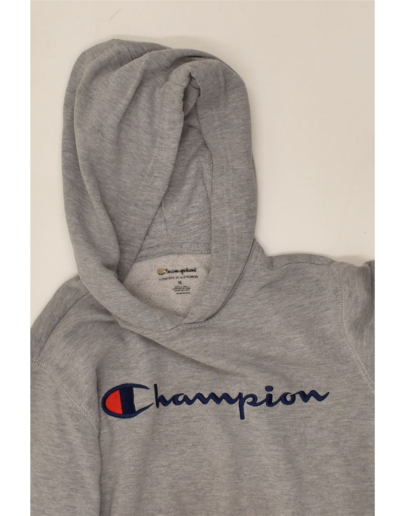 CHAMPION Girls Graphic Hoodie Jumper 13-14 Years Medium Grey Cotton | Vintage Champion | Thrift | Second-Hand Champion | Used Clothing | Messina Hembry 