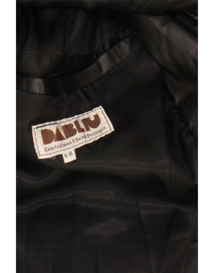 Vintage Mens Leather Jacket IT 48 Medium Black