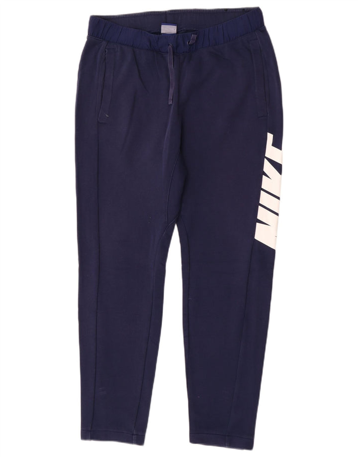 Nike Mens Graphic Tracksuit Trousers Small Blue Cotton