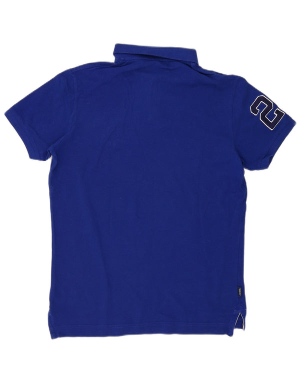 Superdry Mens Graphic Polo Shirt Large Navy Blue Cotton