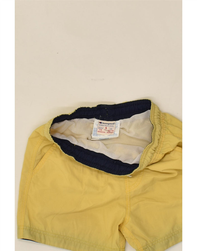 CHAMPION Boys Sport Shorts 7-8 Years Small Yellow Polyester | Vintage Champion | Thrift | Second-Hand Champion | Used Clothing | Messina Hembry 