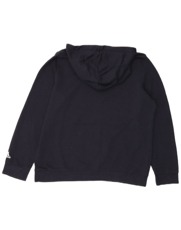 Adidas Womens Graphic Hoodie Jumper UK 20/22 XL Navy Blue Cotton