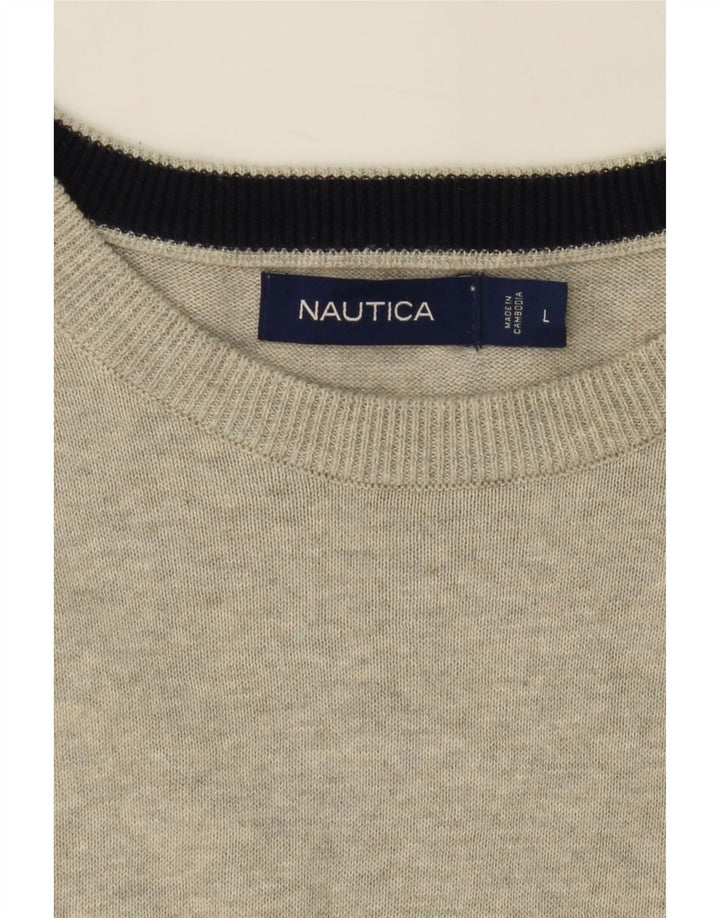 NAUTICA Mens Crew Neck Jumper Sweater Large Beige Cotton Vintage Nautica and Second-Hand Nautica from Messina Hembry 