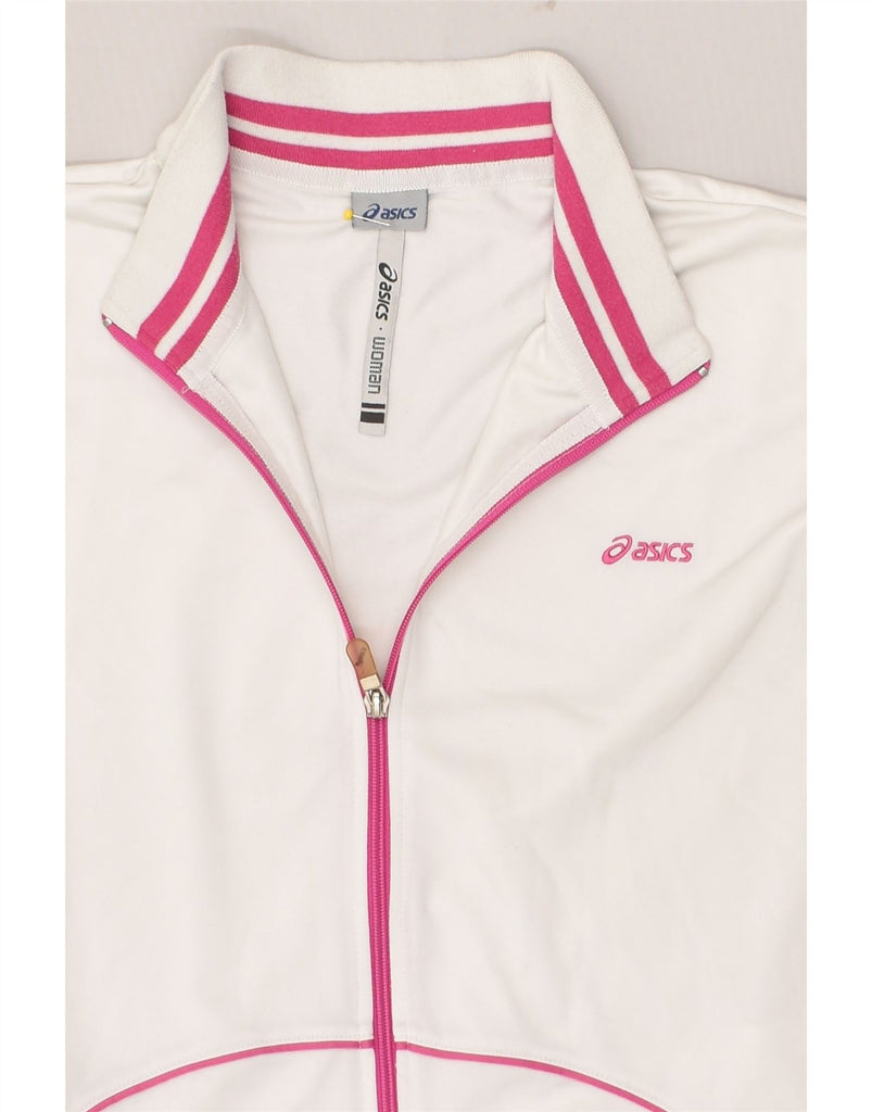 ASICS Womens Tracksuit Top Jacket UK 20 2XL White Polyester | Vintage Asics | Thrift | Second-Hand Asics | Used Clothing | Messina Hembry 