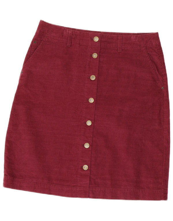WEIRD FISH Womens Corduroy Skirt UK 10 Small W30 Burgundy Cotton