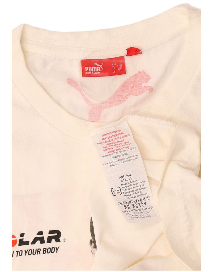 Puma Mens Graphic T-Shirt Top Large White Cotton