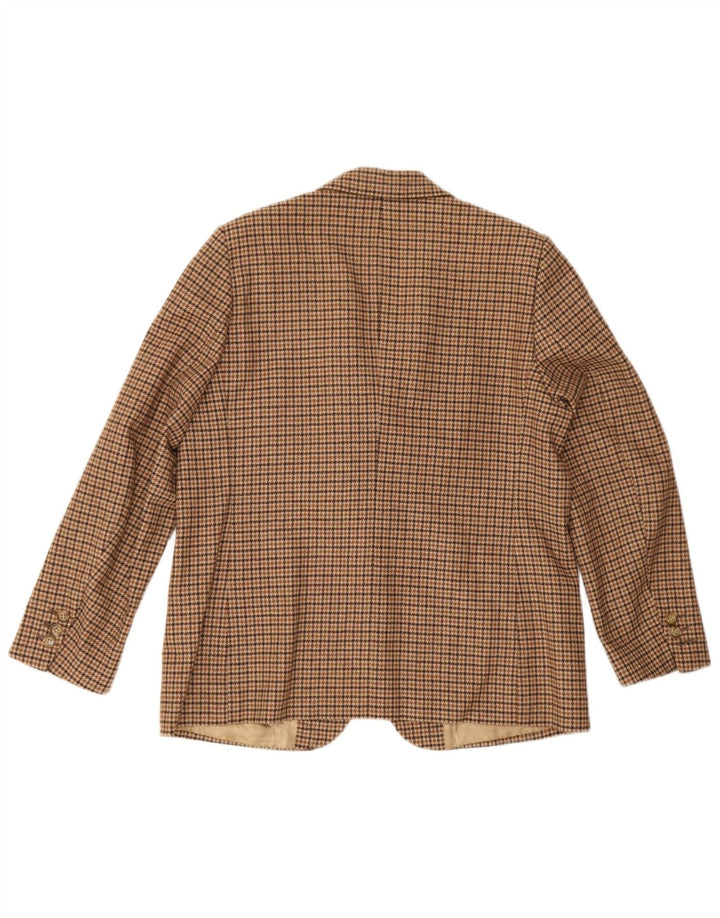 Vintage Womens 3 Button Blazer Jacket UK 12 Medium Brown Houndstooth