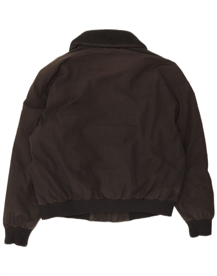 Zara Mens Padded Bomber Jacket UK 40 Large Black Polyester