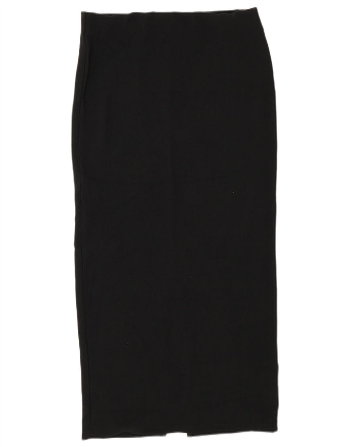 Zara Womens High Waist Midi Skirt Large W30  Black Polyester