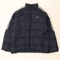 ADIDAS Mens Padded Jacket UK 42 XL Navy Blue Polyester
