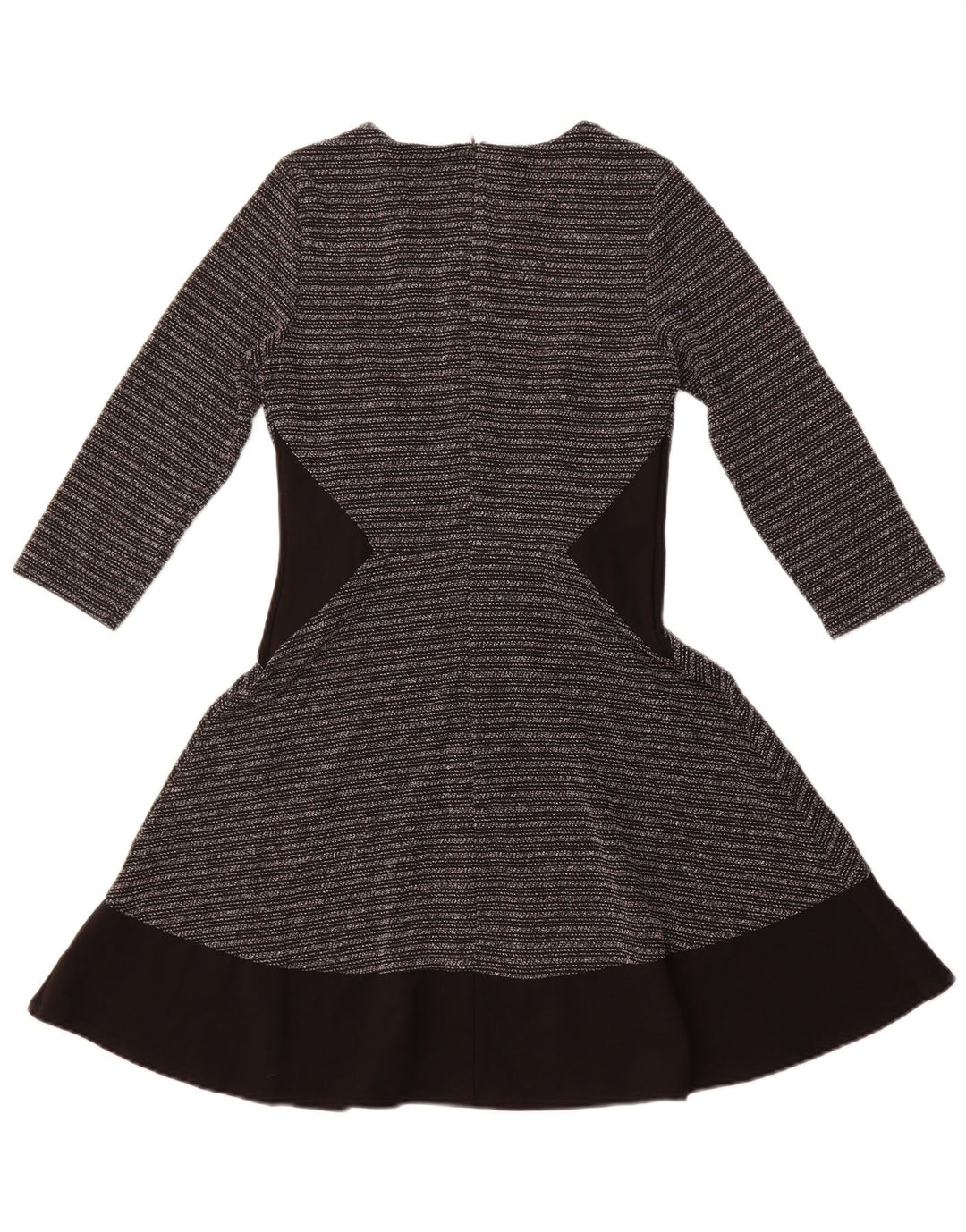 OASIS Womens 3/4 Sleeve A-Line Dress UK 8 Small Black Striped Polyester