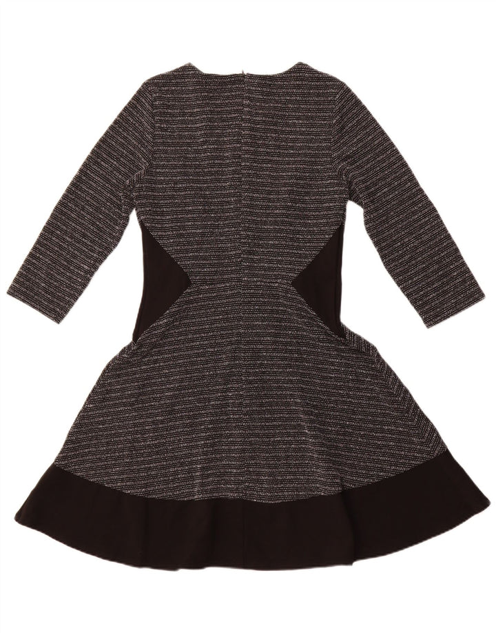 OASIS Womens 3/4 Sleeve A-Line Dress UK 8 Small Black Striped Polyester
