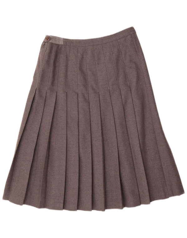 Vintage Womens Pleated Skirt IT 44 Medium W28 Grey Wool