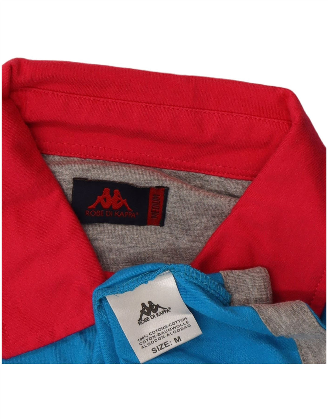 Kappa Mens Polo Shirt Medium Blue Striped Cotton