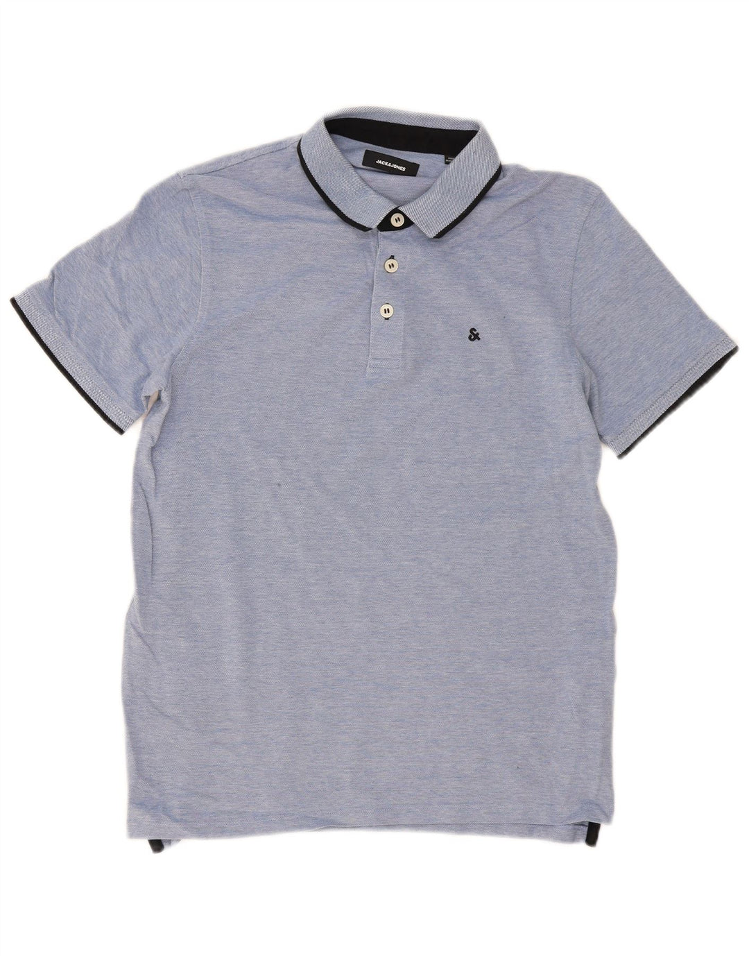 Jack & Jones Mens Polo Shirt Large Blue Flecked Cotton