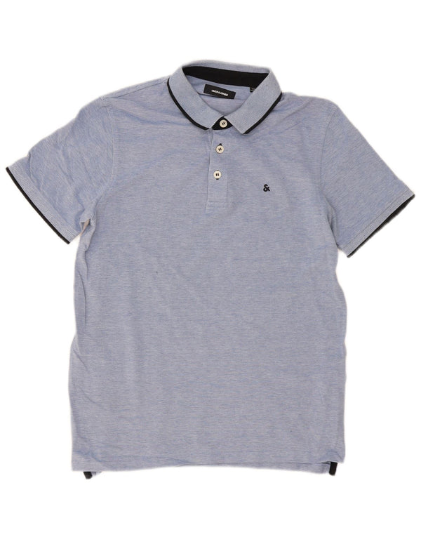 Jack & Jones Mens Polo Shirt Large Blue Flecked Cotton