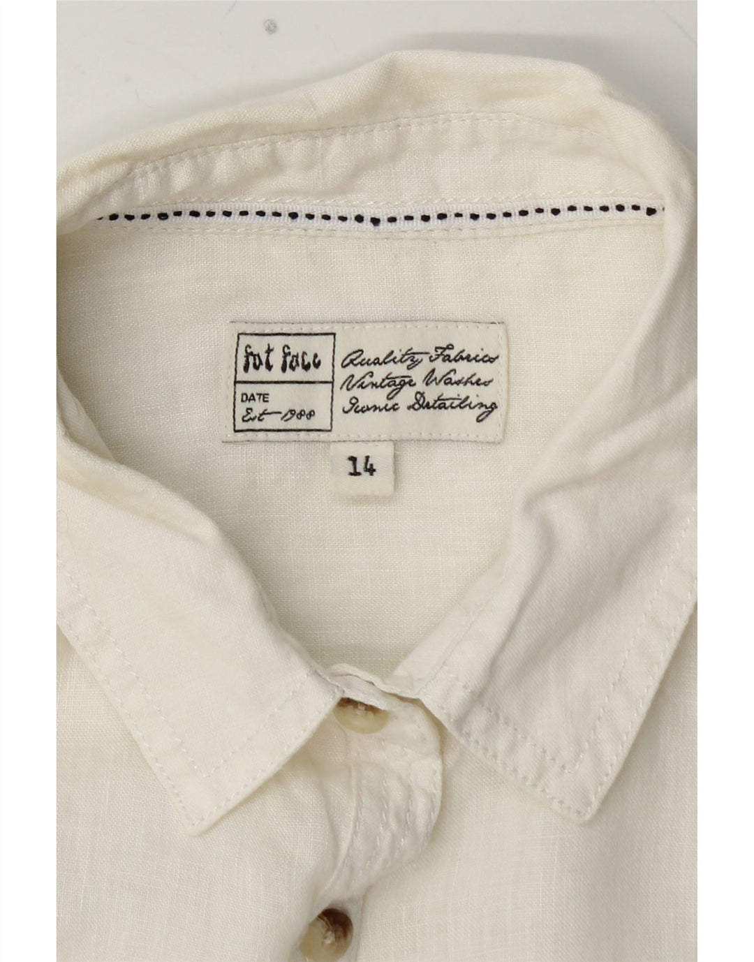 FAT FACE Womens Shirt UK 14 Medium Off White Linen