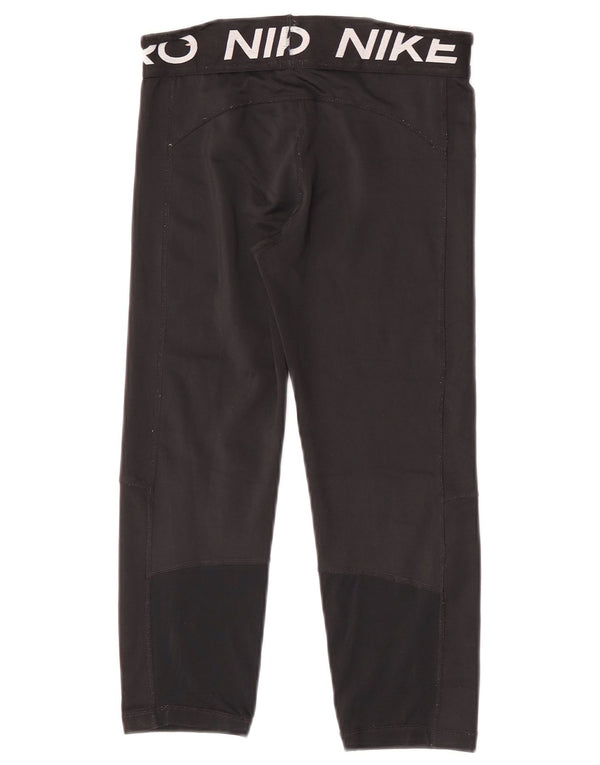 Nike Girls Dri Fit Graphic Capri Leggings 12-13 Years Large Black Polyester