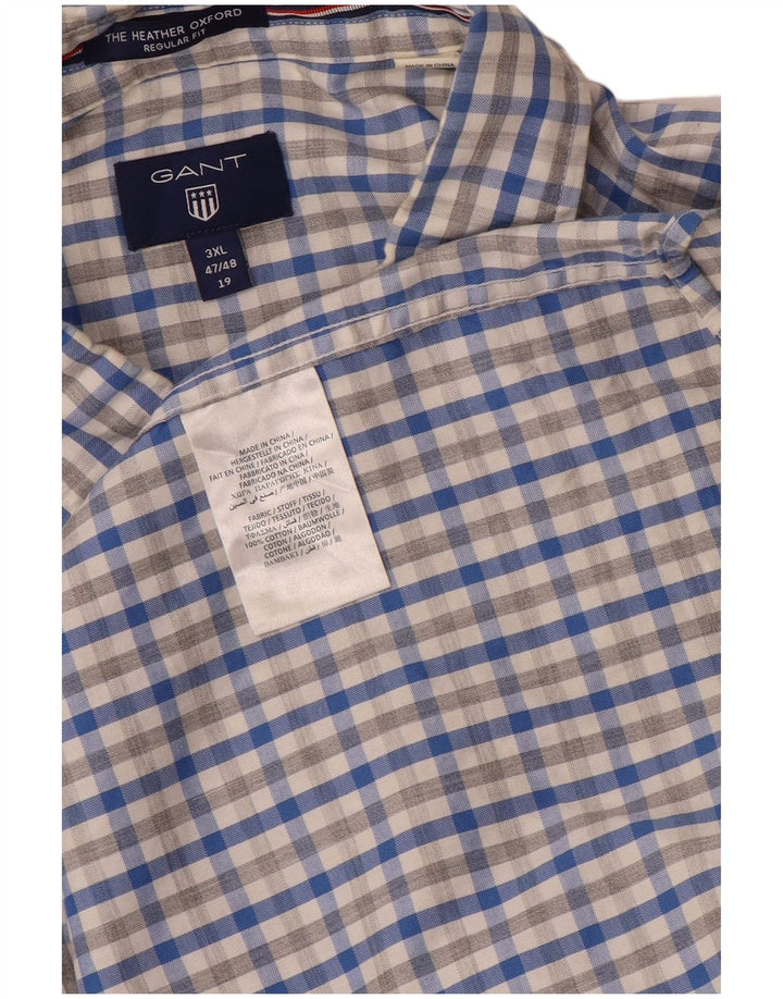 Gant Mens Short Sleeve Regular Fit Shirt Size 47/48 19 3XL Blue Gingham